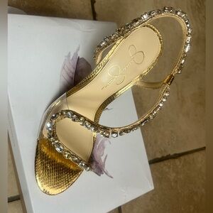 Jessica Simpson Gold Crystal Heels